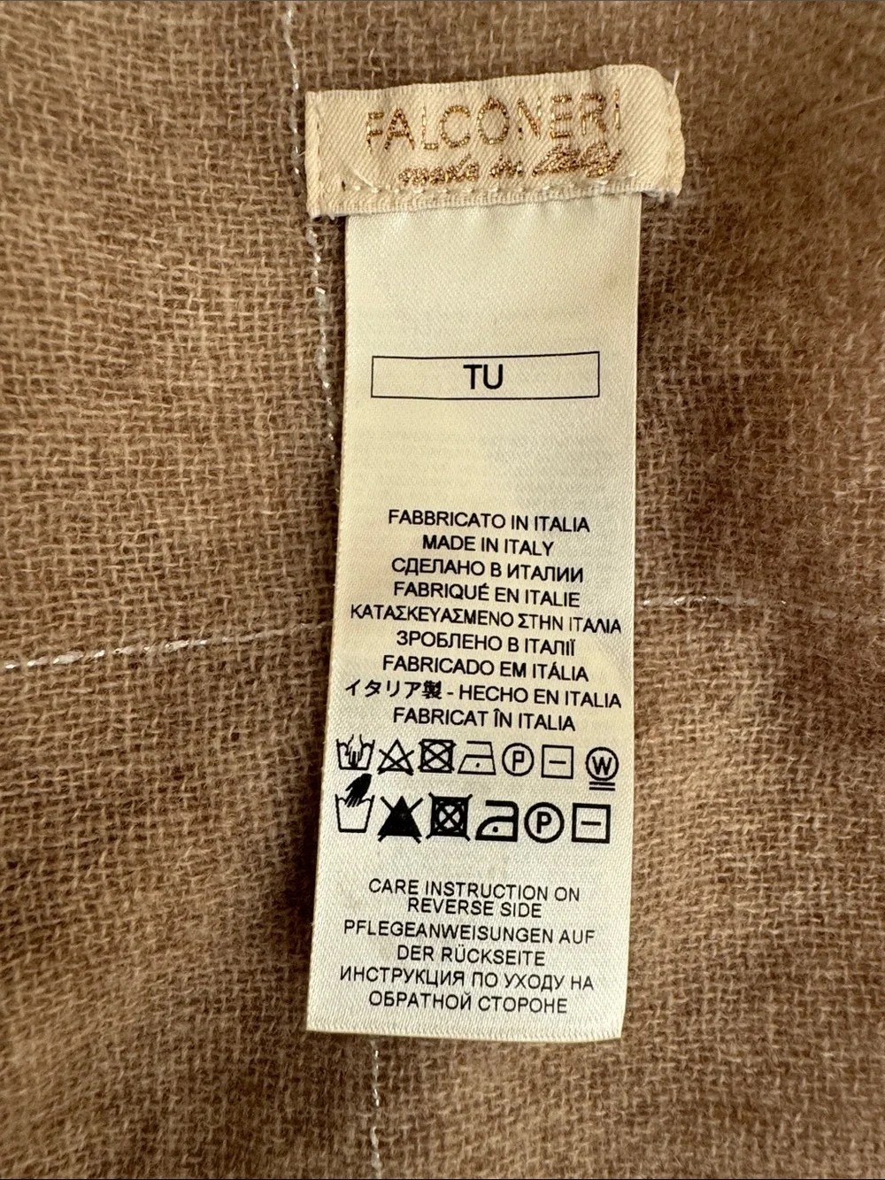 Falconeri Luxurious Wool Beige Shawl Wrap Oversized Scarf 28”x75” Made in Italy